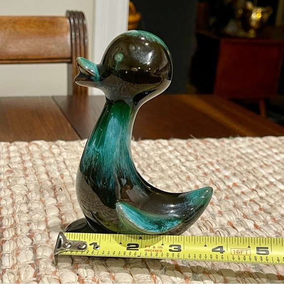 Blue Mountain Pottery Duck Figure Redware Green Black Drip Glaze Mid Century - Picture 13 of 14